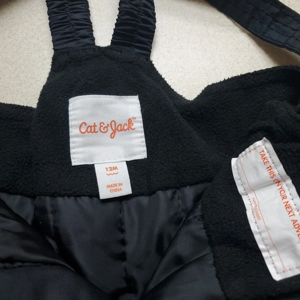 Cat & Jack Infant Size 12m Black Snowpants Ski Bibs